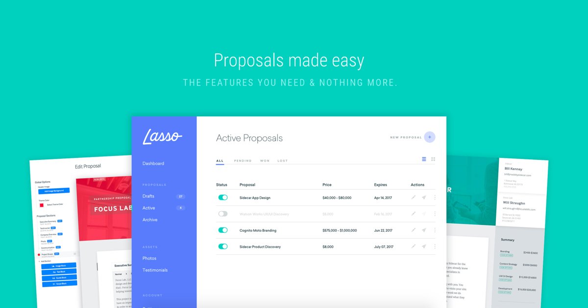 Check out <a href="/heylasso/">Lasso (now Quokka)</a> coming this Summer. Proposals made easy. buff.ly/2nAOpfB
