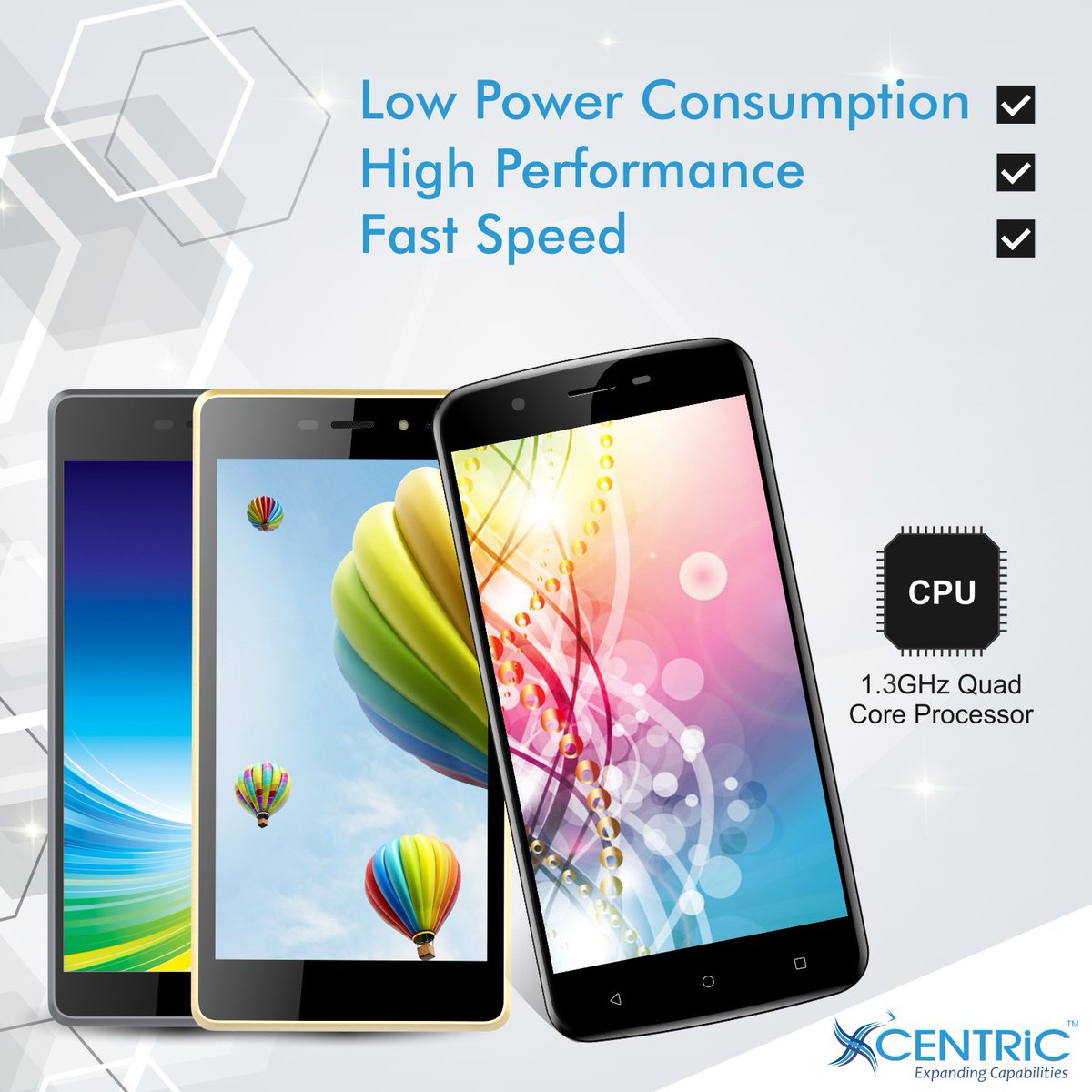 Centric_IN's tweet image. Experience the powerful 1.3GHz Quad Core Processor that delivers high performance, low power consumption and fast speed
#QuadCoreProcessor