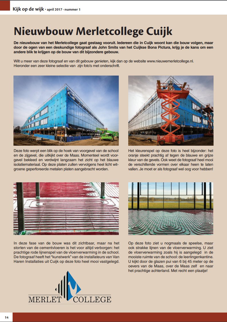 Foto's nieuwbouw Merletcollege Cuijk in wijkblad 'Kijk op de wijk' - bonapictura.nl/fotos-nieuwbou…