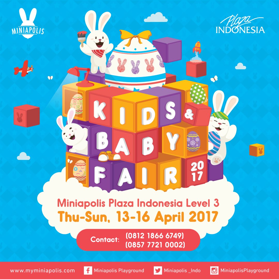 Come and join Miniapolis 8th Annual Bazaar Kids and Baby Fair! 13-16 April 2017 at <a href="/Miniapolis_Indo/">Miniapolis</a> Plaza Indonesia