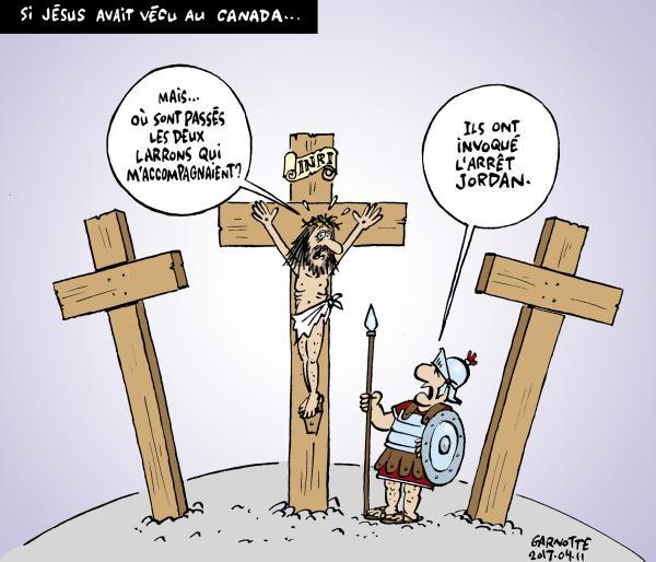 LeDevoir's tweet photo. Le coup de crayon du 11 avril #arrêtJordan #Jésus https://t.co/jcx5lHqcbK https://t.co/jXnEUhkFty