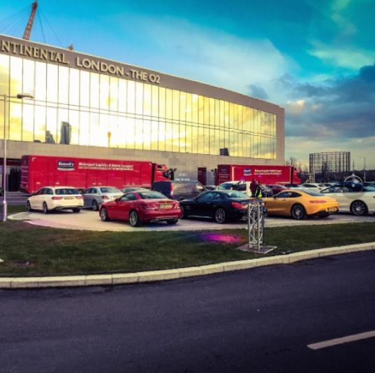 RussellsTranspo's tweet photo. A Recent move by #RussellsTransport - several #MercedesBenz vehicles
#O2Hotel #O2Arena #Greenwich #London
#Prestige #CoveredCarTransport https://t.co/k5gnh18x3H