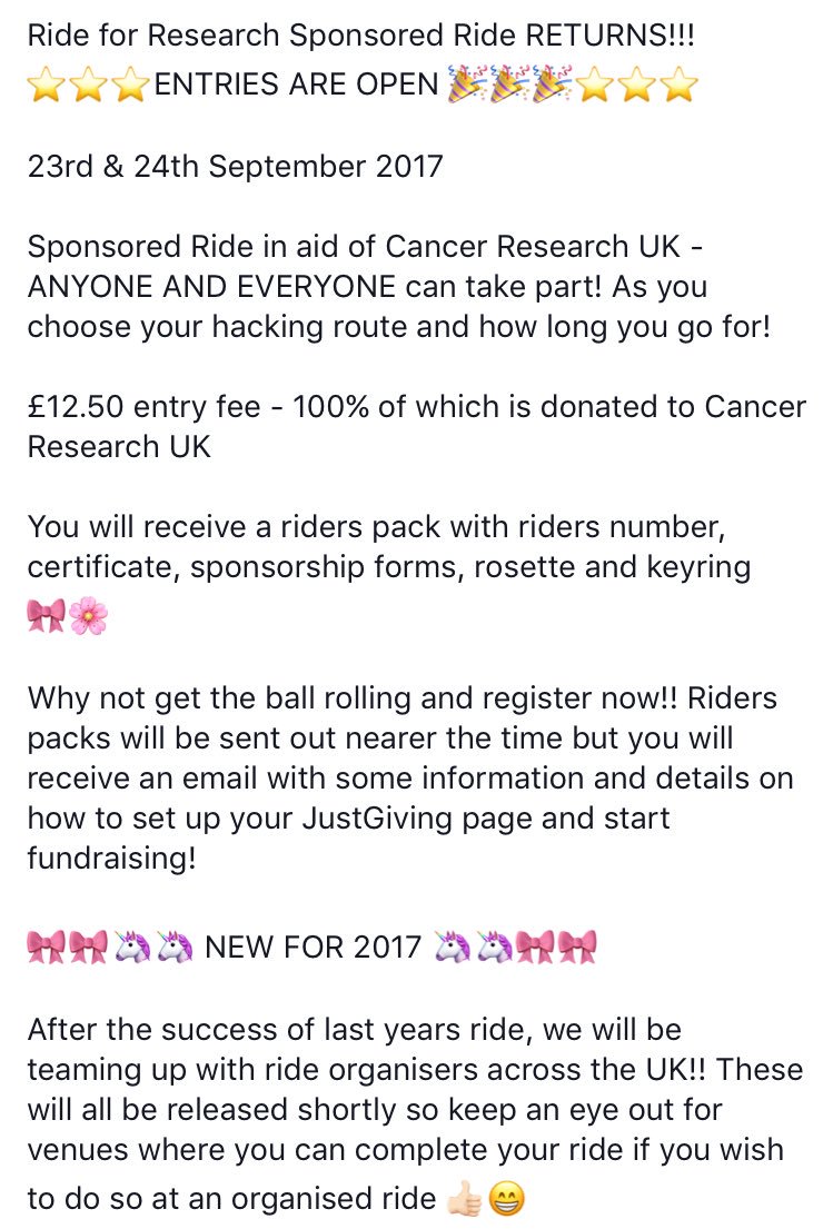 ride4research_'s tweet photo. #sponsoredride #r4r2017 #rideforresearch2017 #horsehour #hack1000miles @YourHorse @horseandhound #cruk #fundraising https://t.co/x7LtJW890B