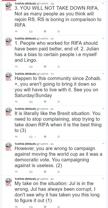 TrollRIFA's tweet photo. @HawkSixR @JimoINC @WALKEER_RS @smackthatafro @NeroRBLX @RIFA_Barcelona @barnplz @AgainstCucks @Zidane_Maestro @TheWayneMarshal However, you can say it all you want but I doubt something will actually come of it: https://t.co/wLRCowoYSL