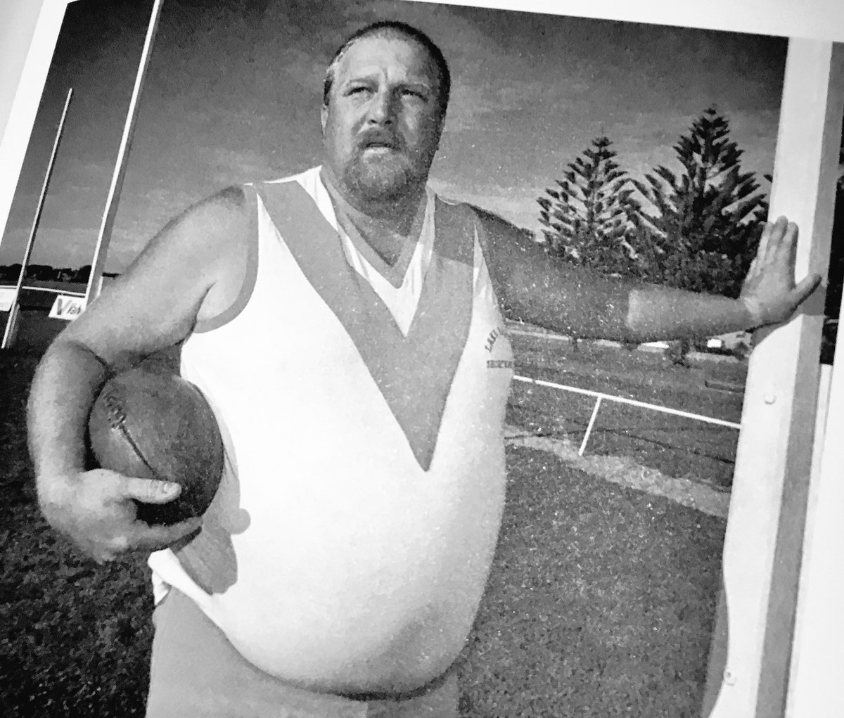 BushLegends's tweet photo. Footy flashback: The Ledge, Michael Timms... could play. One time face of West End beer. #AFL #BushLegends @Cornesy12 @StevenRowe67 https://t.co/KhfOzyq6ns