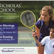 Independent boy and girls school
St Nicholas' School, Hampshire 
Open morning and evening 
st-nicolas.hants.sch.uk
