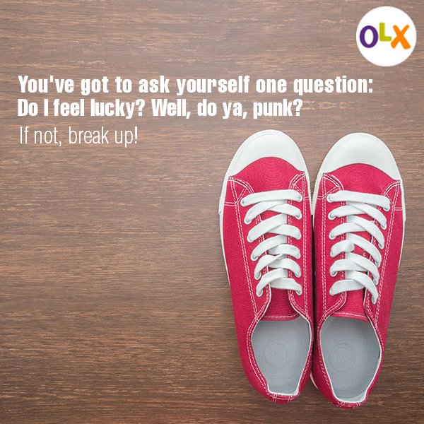 OLX_India's tweet photo. If casual isn't your style anymore, it's time you break up with your canvas shoes & let somebody else own the look. #OLXBreakupChallenge https://t.co/q9SBm1Gzqt