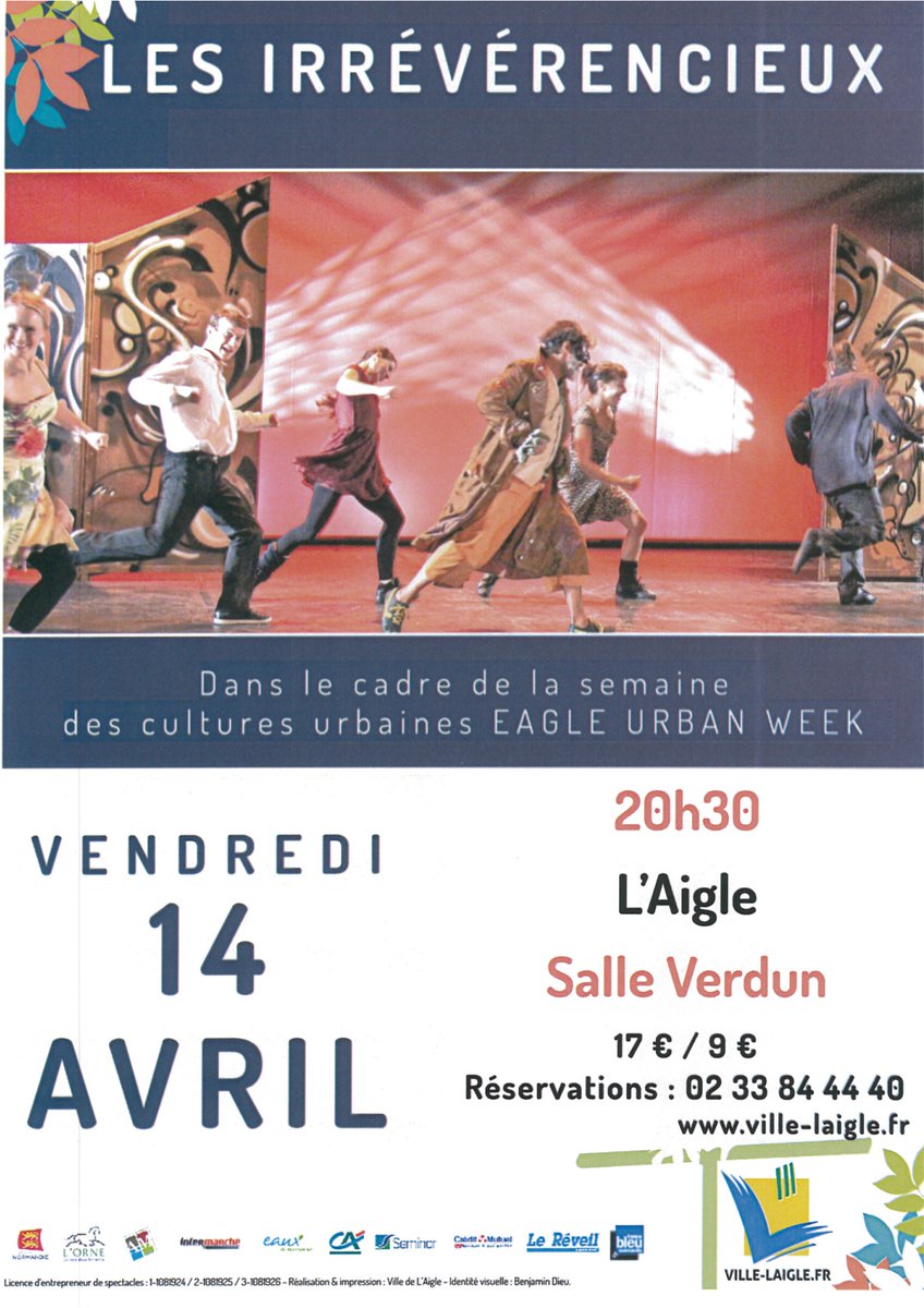 Spectacle "Les Irrévérencieux", danse HIP HOP et le human beatbox, vendredi 14 avril à 20h30 à la Salle de Verdun. Tarifs : 17 et 9 euros.