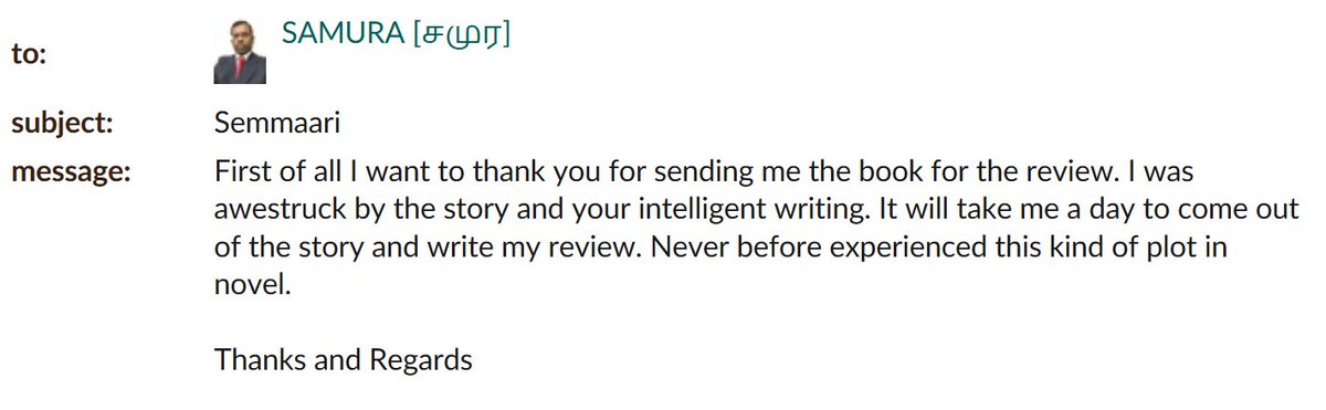 samura_original's tweet photo. my debut novel #Semmaari is receiving rave reviews. Exciting!!!
#Review #bookreview #amwriting
Detailed Reviews: https://t.co/TziN92tuez https://t.co/XYWZ5G2QUT