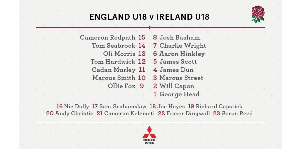 EnglandRugby's tweet photo. Your England U18 team to face @IrishRugby tomorrow. Full preview: https://t.co/4hQzWjBBJ2 https://t.co/W0jVNsvOL6