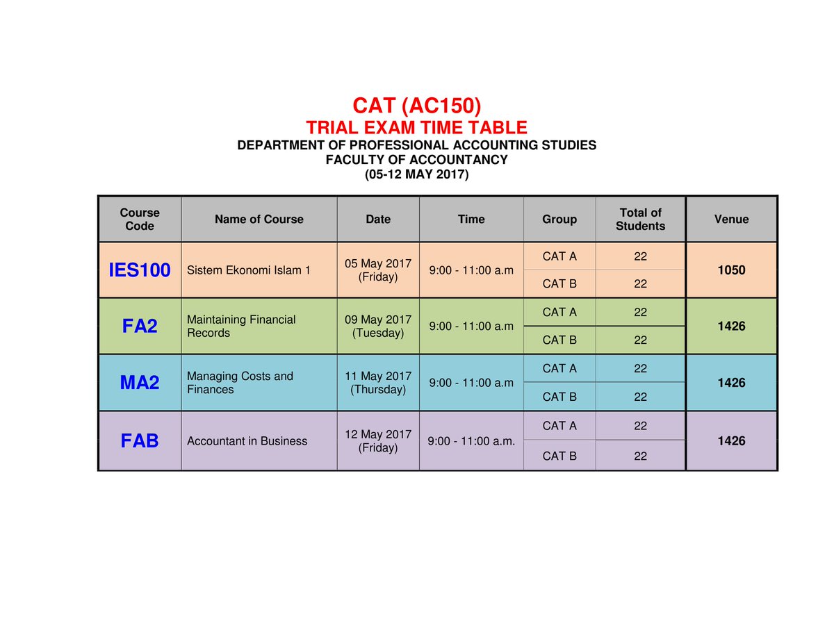 Apacs Level 14 On Twitter Cat Part 1 Final Exam Cbe Session Timetable 13th September 2017