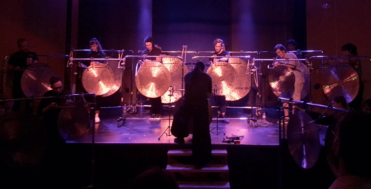 joewesterlund's tweet photo. Guy walks into bar...pays $12 cover, sees 15 gongs on stage, being delicately bowed in unison...decides to talk over it. #gotoadifferentbar https://t.co/pYEZc74k30