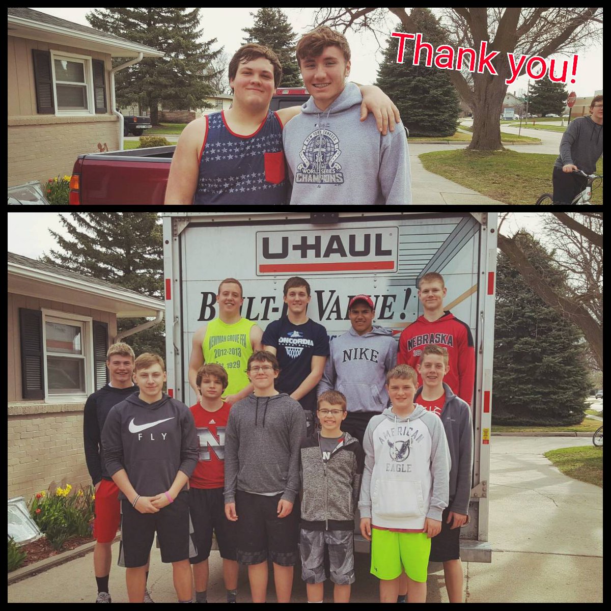 MrsSBird's tweet photo. Thank you #bccards football team for helping my parents move! #growinupinasmalltown https://t.co/vctlFQr9xh