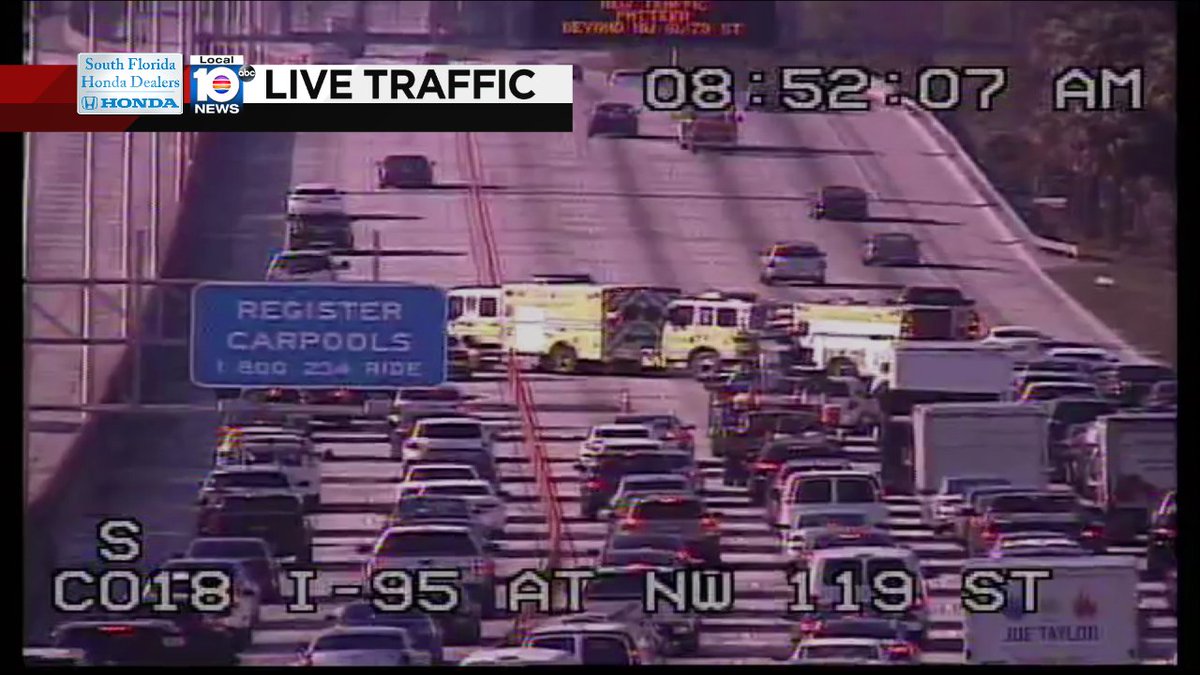 Bad Crash on I-95 SB approaching NW 103rd St #traffic https://t.co/EfBTTzWj7F