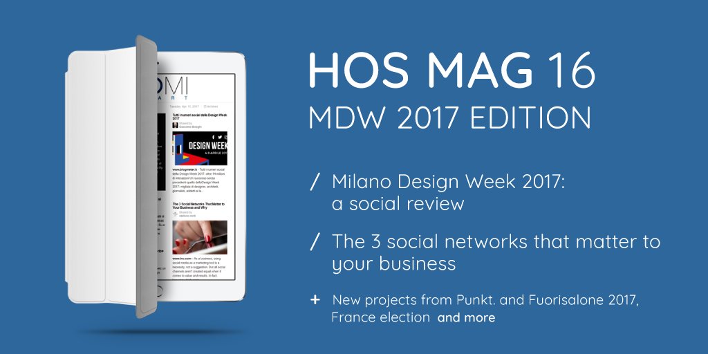 HOMIsmartmilano's tweet photo. #HOSMAG 16 è online! In questo numero si parla di #MDW17, #socialnetwork, @punkt e molto altro https://t.co/vlEjlgNGGm https://t.co/S7mvZqtDxl