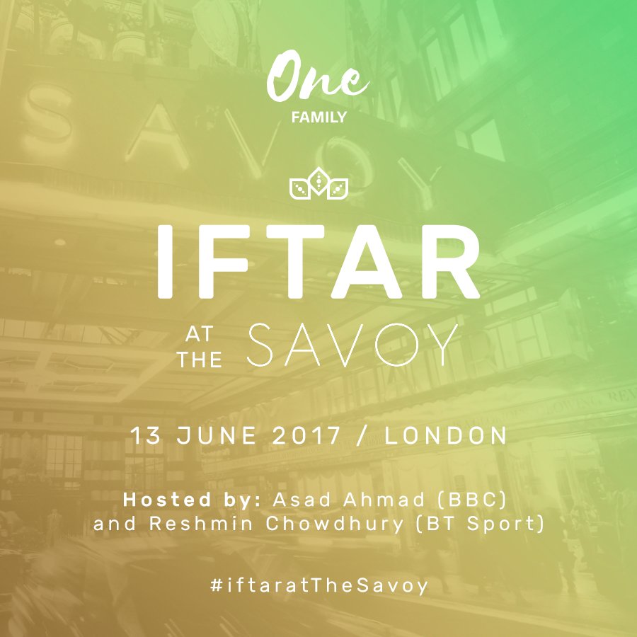 onefamilyglobal's tweet photo. Iftar at The Savoy. The only place to be on Tuesday 13 June 2017. #OneFamily #iftaratTheSavoy #London https://t.co/muA38JLMmm