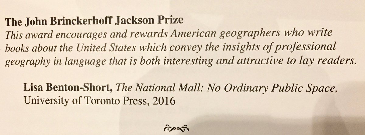 #LisaBentonShort being awarded the JB Jackson Prize at #AAG2017
