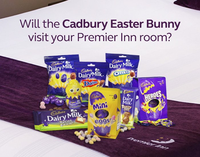 Don't forget, we're hiding 200 Cadbury gift bags in our rooms this Easter. It's not late to book! bit.ly/2nAwK7x #PremierInnEaster