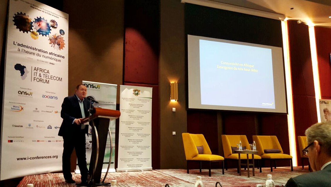 AfriqueTelecom's tweet image. Conférences à l'Africa IT &amp;amp; Telecom Forum d'Abidjan, prise de parole du DG Philippe Tintignac. #AITTF2017 #Abidjan #AfriqueNumérique