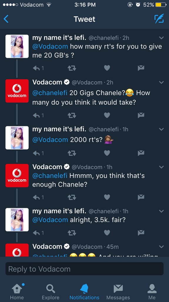 chanelefi's tweet image. Guys please help a broke student. @Vodacom promised 20 gigs for 3.5k rt's. Data is expensive. 😓

please RT. 🙏🏽