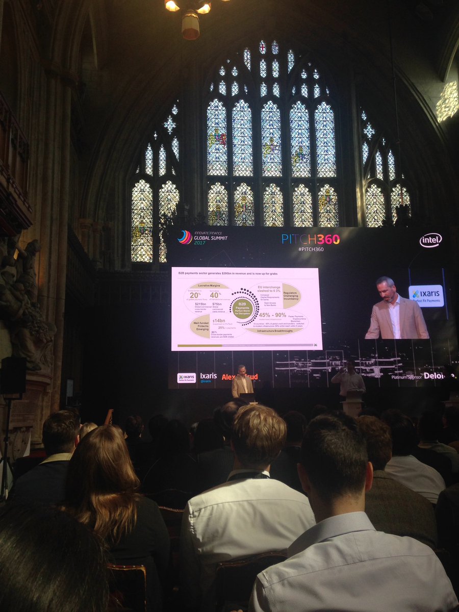 ThePaypers's tweet photo. .@ixaris #pitch360 #IFGS17 about the Open Payments Cloud, time to speed up #innovation in B2B payments https://t.co/wazpIMezM0