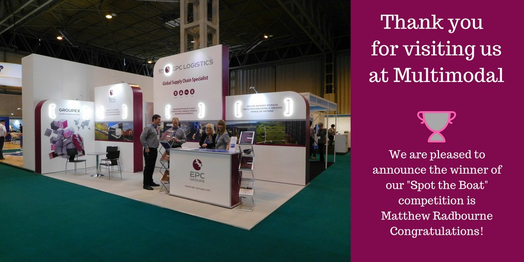 EPC_UKltd's tweet photo. A big THANK YOU to everyone who visited our stand & entered our "spot the boat" competition @multimodal We had a great show! #multimodal17 https://t.co/2LwRKCeUQQ