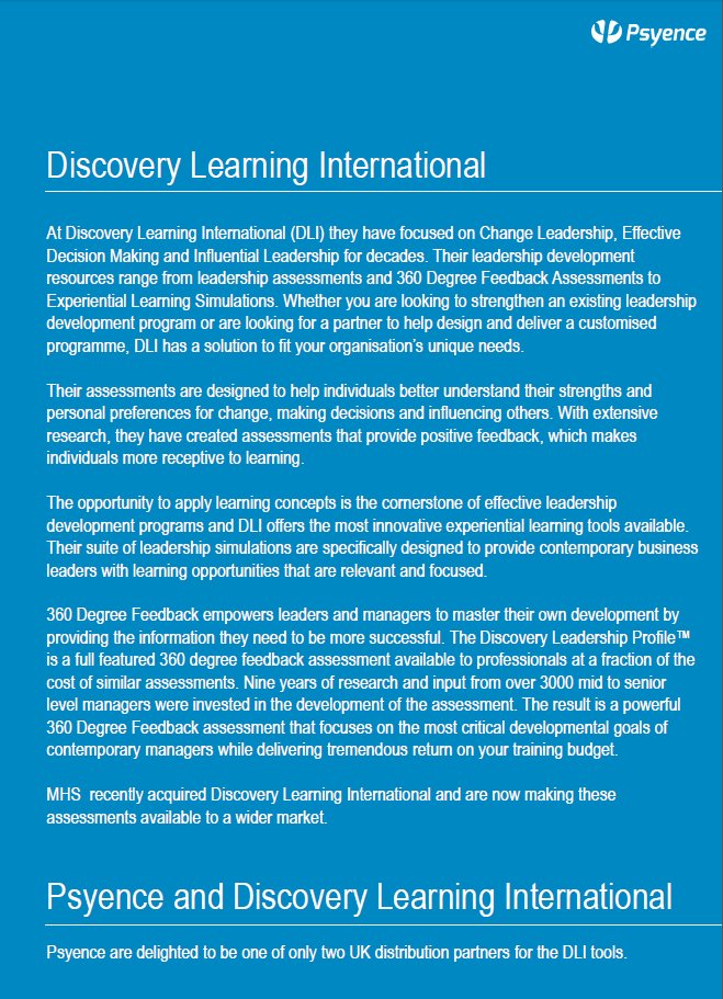 PsyenceOPS's tweet photo. The #DLI tools range from #Leadership #assessments and 360 feedback to #experiential learning simulations. https://t.co/ImkdCNNWXB