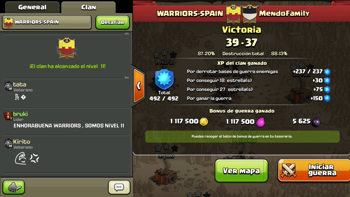 ENHORABUENA WARRIORS , SOMOS NIVEL 11