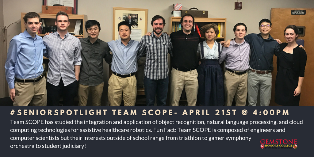 GemstoneProgram's tweet photo. Our 5th #SeniorSpotlight is on Team SCOPE! Hear their thesis defense at #ThesisConference17 on Fri 4/21 at 4:00pm in @riggscenter ! https://t.co/ai8qSyMf47