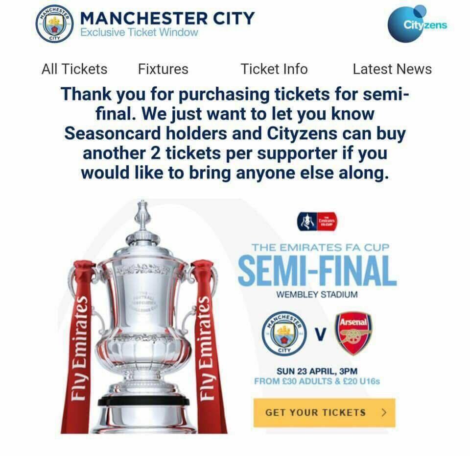 CantonaManc's tweet photo. FA Cup Semi-Final and 'Cityzens' can buy extra tickets. What a breed. https://t.co/CEOR2sIepU