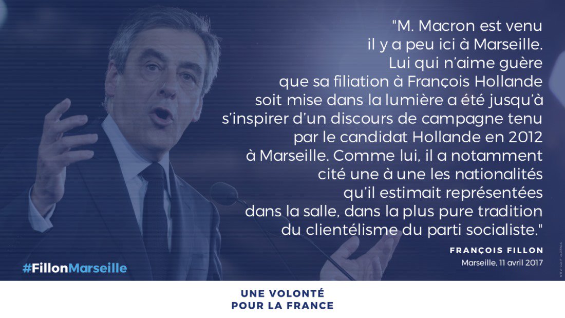 Macron cite Holland, dont il espère assurer la suite #FillonMarseille