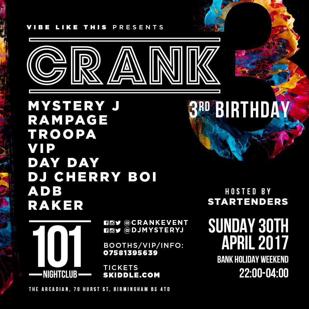 CrankEvent's tweet photo. Crank 3rd Birthday!

https://t.co/7hEo9MeTv0 https://t.co/8fQL3bBR44