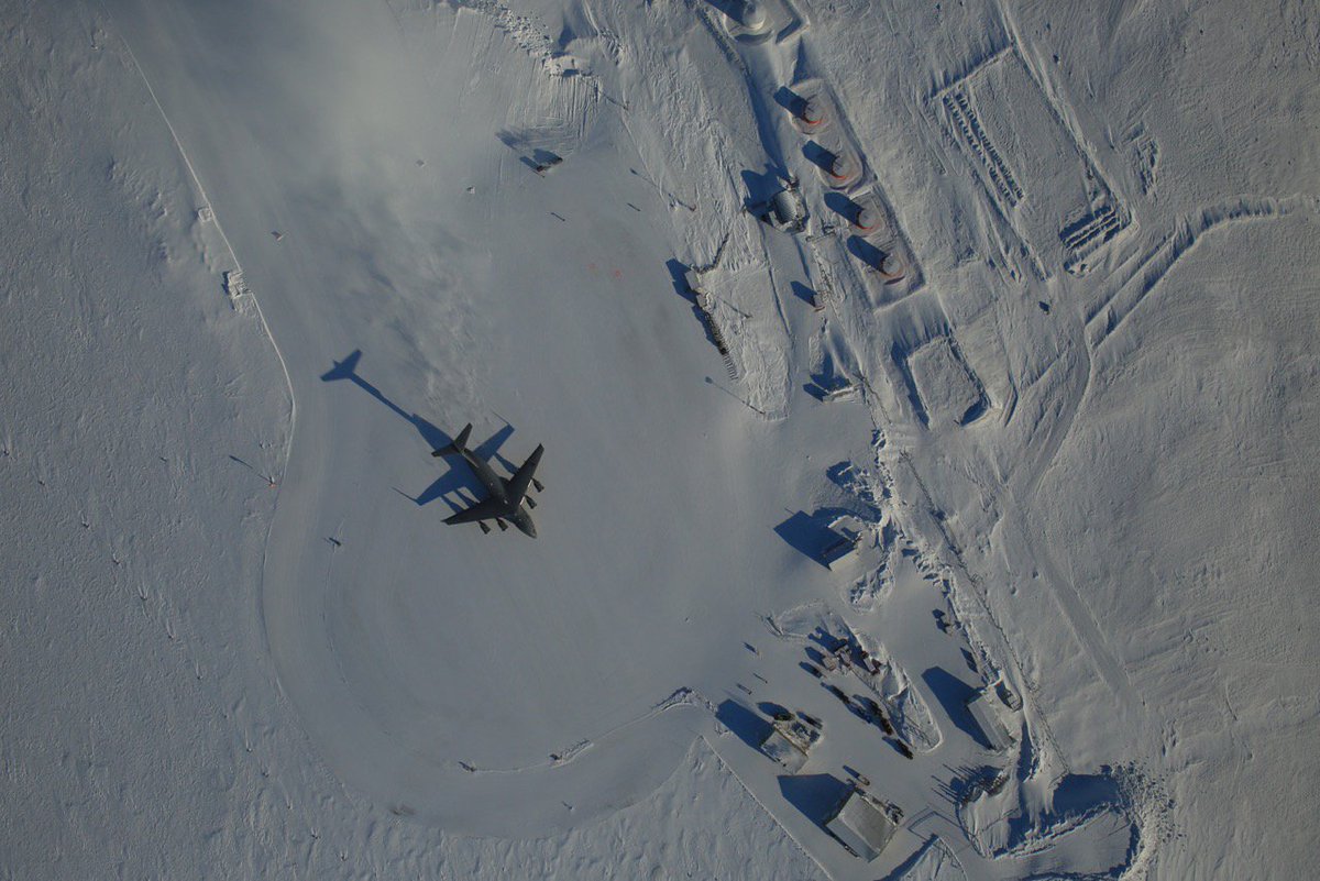 NASA_ICE's tweet photo. From today's #IceBridge flight: Canadian Forces Station Alert, Ellesmere Island. https://t.co/clPy6XeHD8