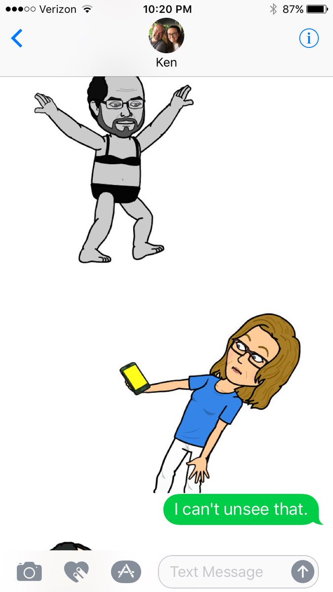 bandnerdpride's tweet photo. Family Bitmoji update: my mom sent me this screenshot of her conversation with dad https://t.co/gtqFmQ51Nb