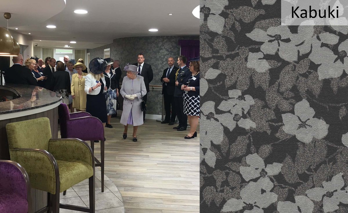tekturatalk's tweet photo. So excited to see our Kabuki #wallcovering as backdrop for the Queen today at @Stanbridge_Int designed Priory View https://t.co/99iaBs7lzZ