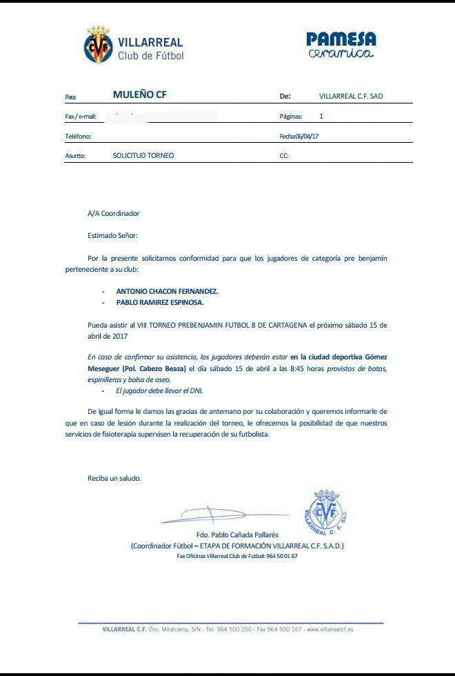 El club quiere felicitar a nuestros jugadores prebenjamines Antonio Chacón y Pablo Ramírez, convocados con el <a href="/VillarrealCF/">Villarreal CF</a> captación.