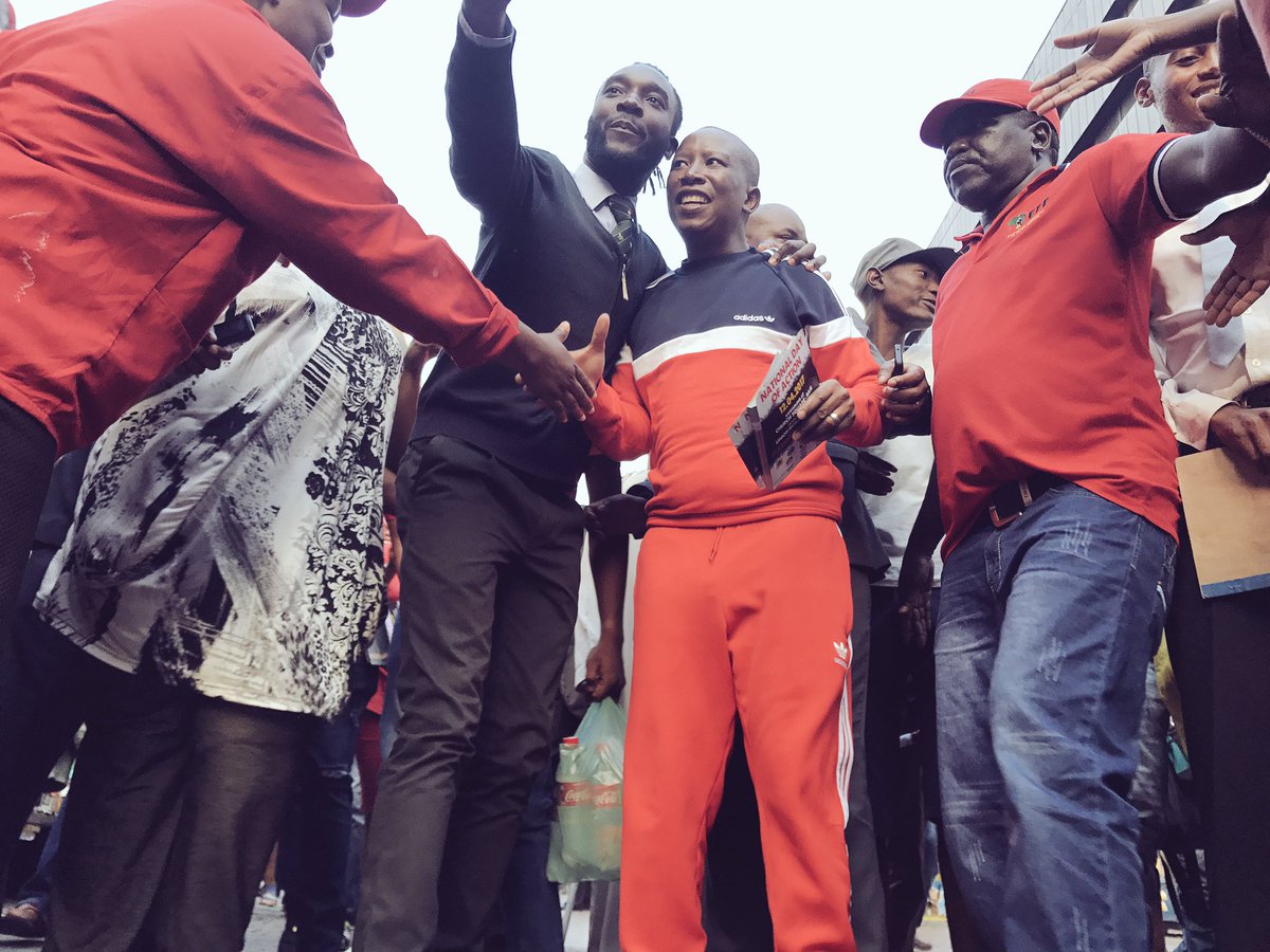 EFFSouthAfrica's tweet photo. CIC Julius Malema affirming the voice of the people of Tshwane during a one-on-one. #NationalDayofAction is the objective of every SAn. https://t.co/iDXuaO0MnY
