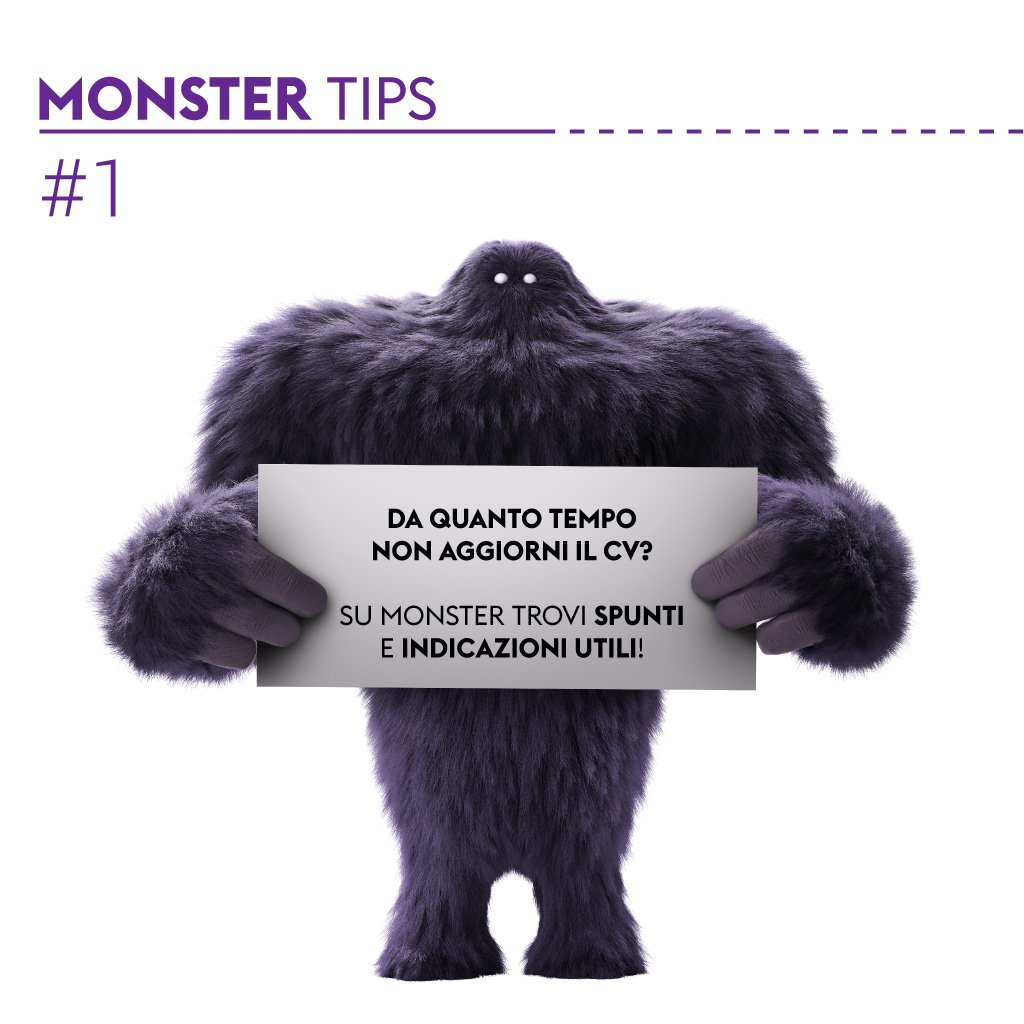 Monster_Italia's tweet photo. #MonsterTips - Qui: https://t.co/VZ6aIFzYB6 trovi i nostri consigli per un CV efficace! #CV #curriculum #lavoro #Jobs #work https://t.co/QwyCECHLny