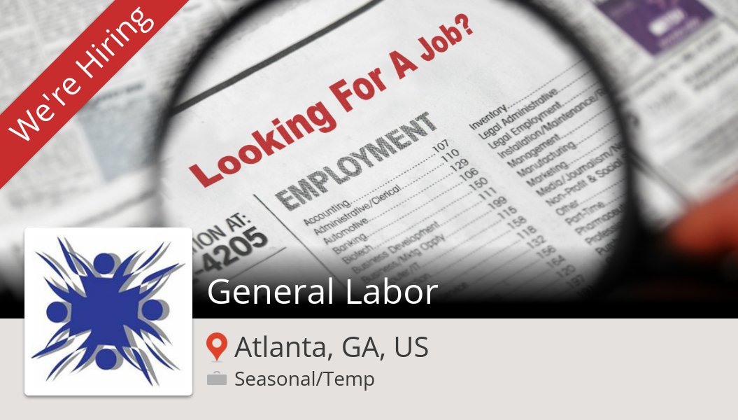 APSTemps's tweet photo. #APSTemps is looking for a General #Labor, apply now! (#AtlantaGAUS) #job https://t.co/pRp2hX3lT1 #WhoIsHiring #Jobs https://t.co/JB4dluMRIK