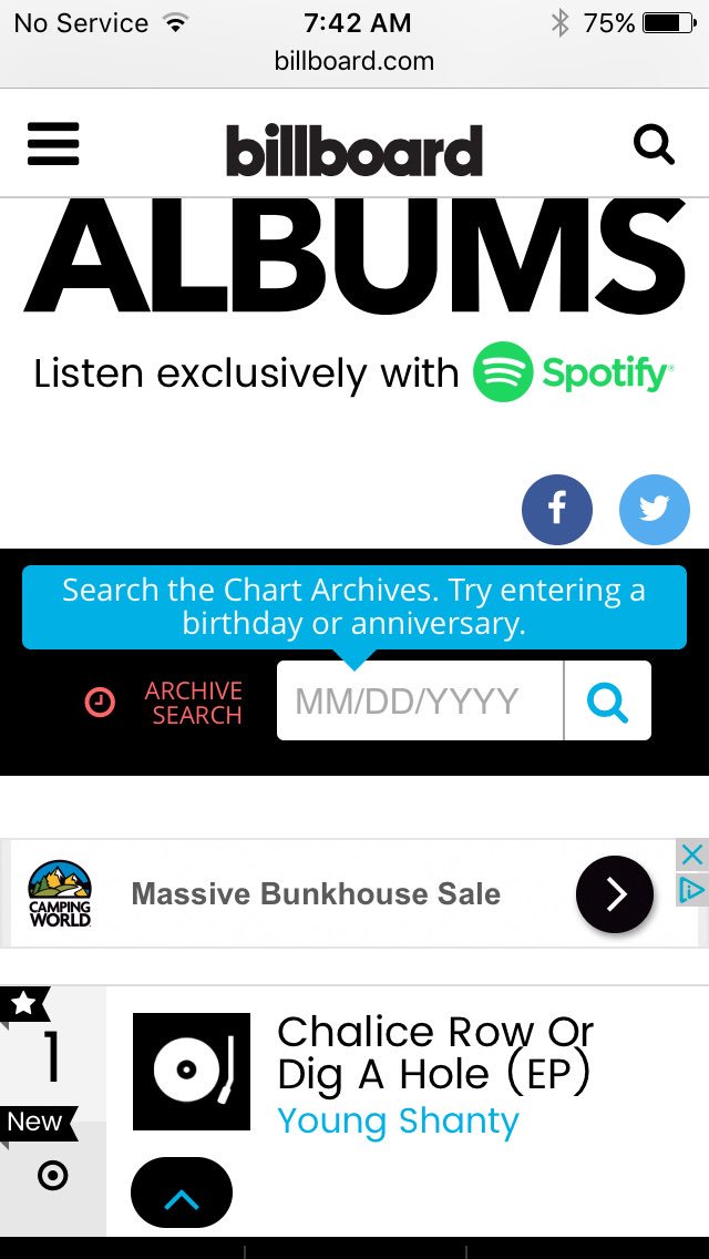 ChaliceRowOrDigAHole
Debuts at #1 - Billboard Reggae Chart