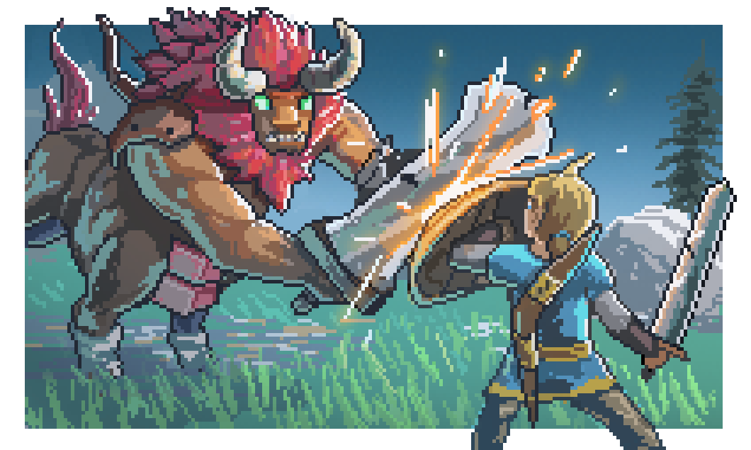 Pixel art of link/dark link!