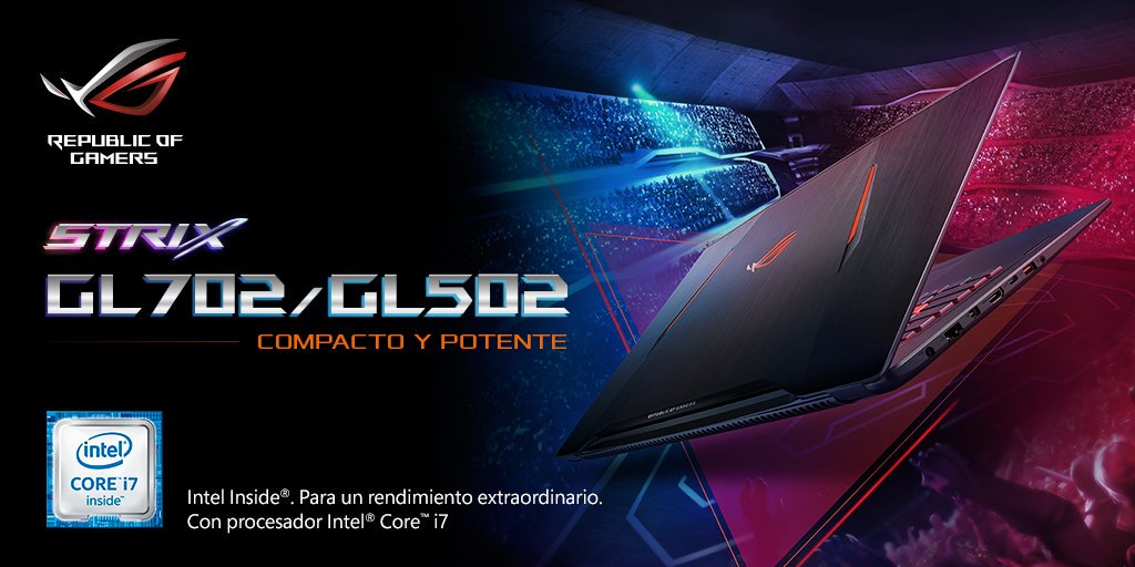 ASUSROGES's tweet photo. #ROGStrix #GL702/#GL502 El equilibrio ideal entre rendimiento y portabilidad para que disfrutes de tus juegos favoritos en cualquier lugar. https://t.co/EIjFPMuawT