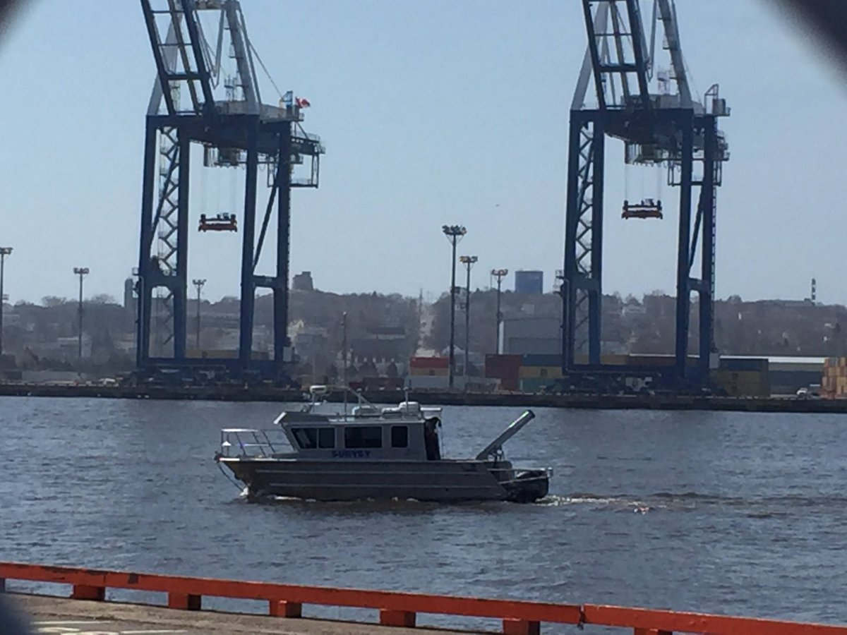 HbrMasterPSJ's tweet photo. Hydrographic survey vessel "Tide Line" surveying inner hbr @PortSaintJohn in prep for West Side Modernization project. https://t.co/0lWPHiTBP7