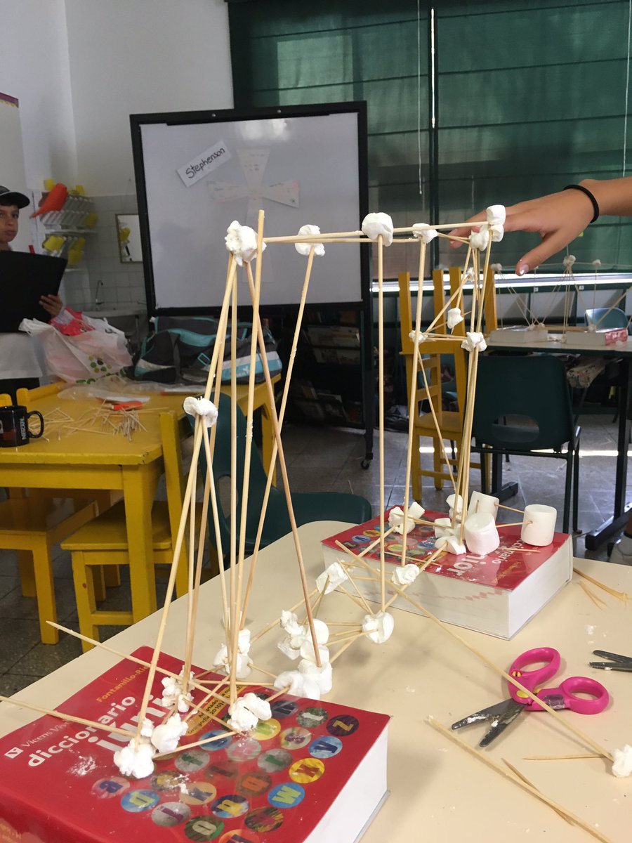 KatRz7's tweet image. Maths fun with marshmallow bridges with some greater success than others! #pypmaths #ibpyp #creativity #STEM #delicious