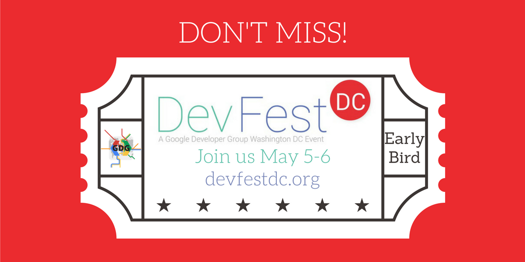 devfestdc's tweet image. Upgrade your #toolstack and grow your career. Get your tickets to #DevFestDC #AI. bit.ly/2p1WCJw #AngularJS #ReachJS @dctechmeetup
