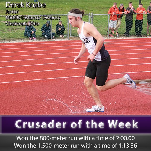cap_athletics's tweet photo. Congrats to Derek Knabe for being named Crusader of the Week. He won two new events. #CapFam #CapMTF https://t.co/QLhvcgoCqh