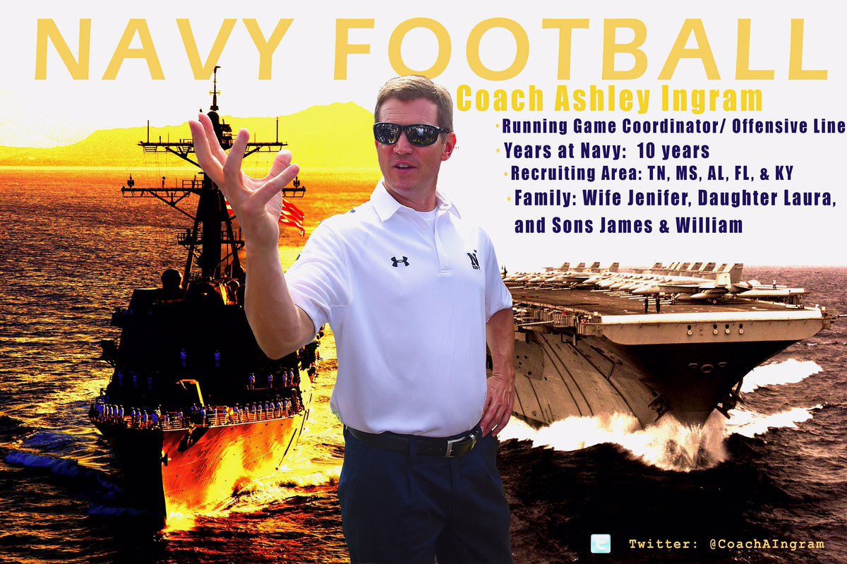 NavyFB's tweet photo. With Spring recruiting starting April 15th, it's time to introduce our O-line, D-line &amp; OLB coaches #RaiseTheSail #TheBrotherhood https://t.co/KcLxWSQXbF