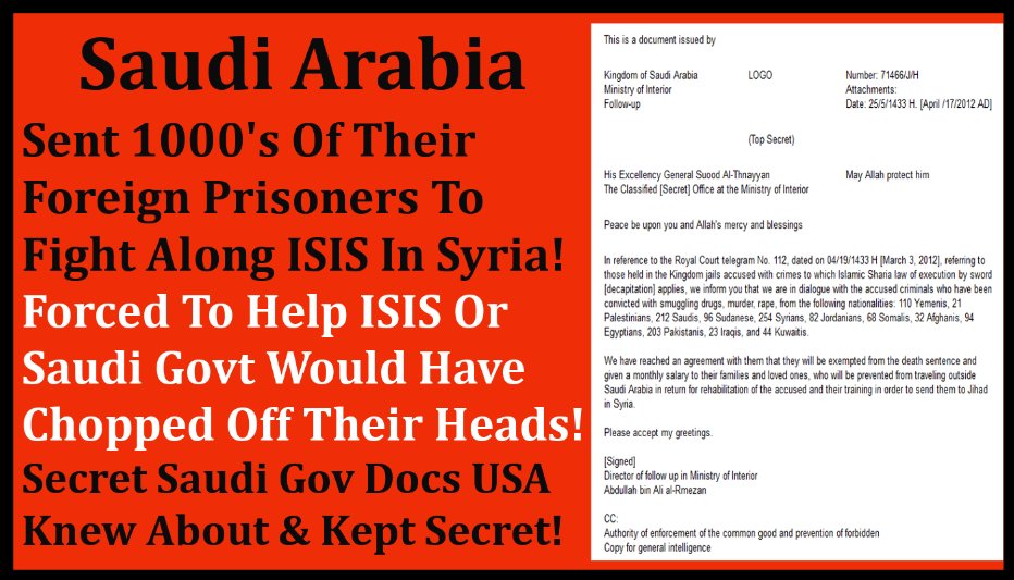 IDTheftReports's tweet photo. @TulsiGabbard Let's TALK about this hidden gem: #SaudiArabia sent its prisoners from foreign countries 4 jihad against #SYRIA! @TeamTrump @TulsiPress #AP https://t.co/HLK4xuaxgC