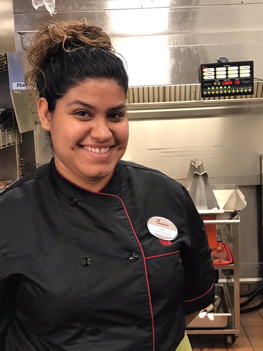 This weeks #TeamMemberTuesday is Lalli! Other team members love Lalli's awesome smile, kind heart and her hardworking attitude! #TMT #cfa