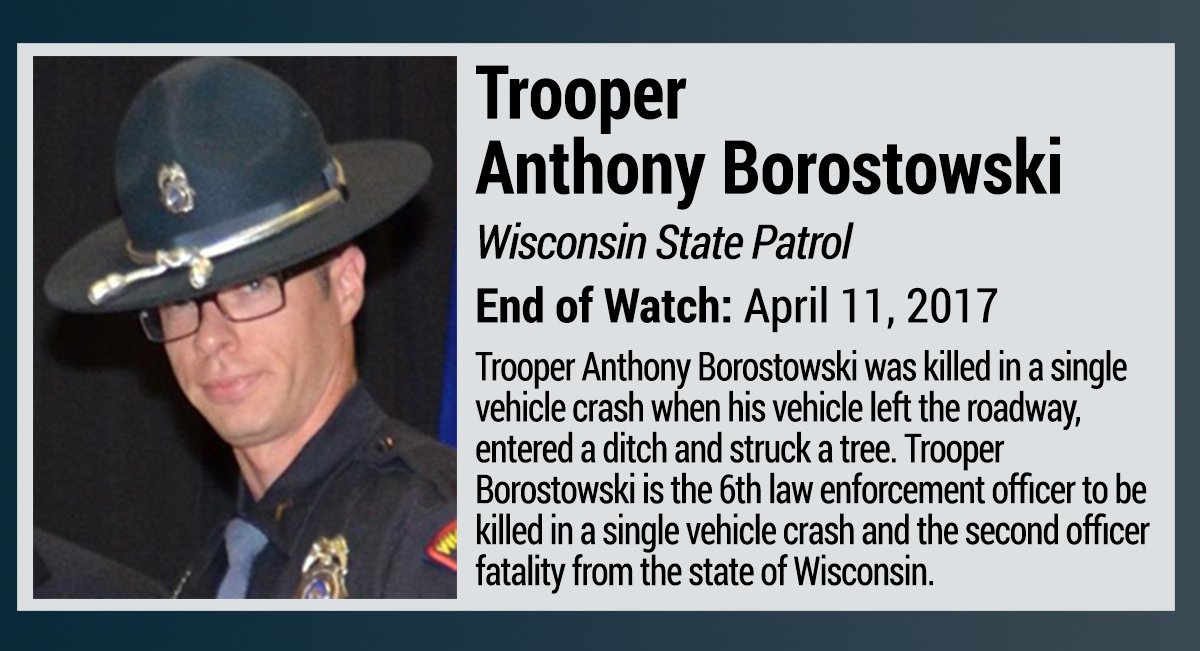 NLEOMF's tweet image. RIP Trooper Anthony Borostowski, Wisconsin State Patrol nleomf.org/facts/recently…